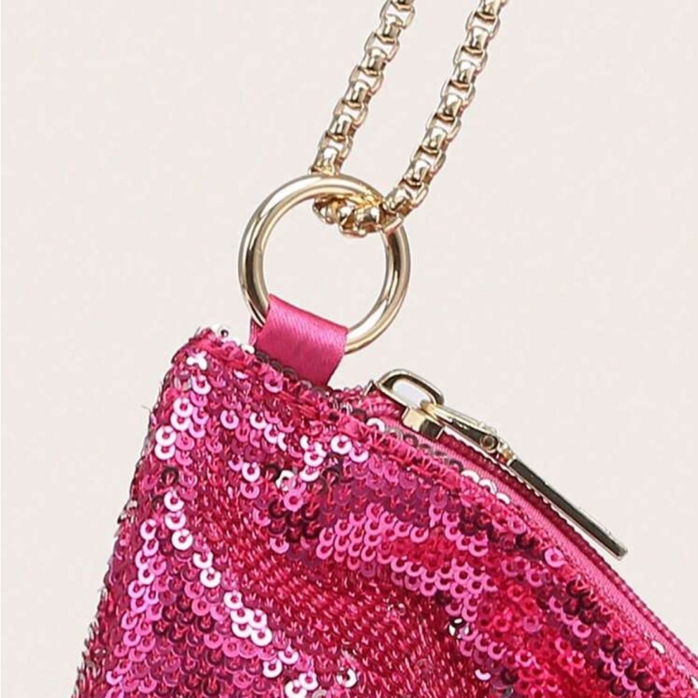 Shein Fuchsia Sequin Shoulder Bag View 3